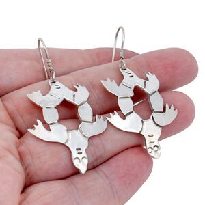 Vintage Mexico Taxco Sterling Silver 925 Turtle Dangle Earrings